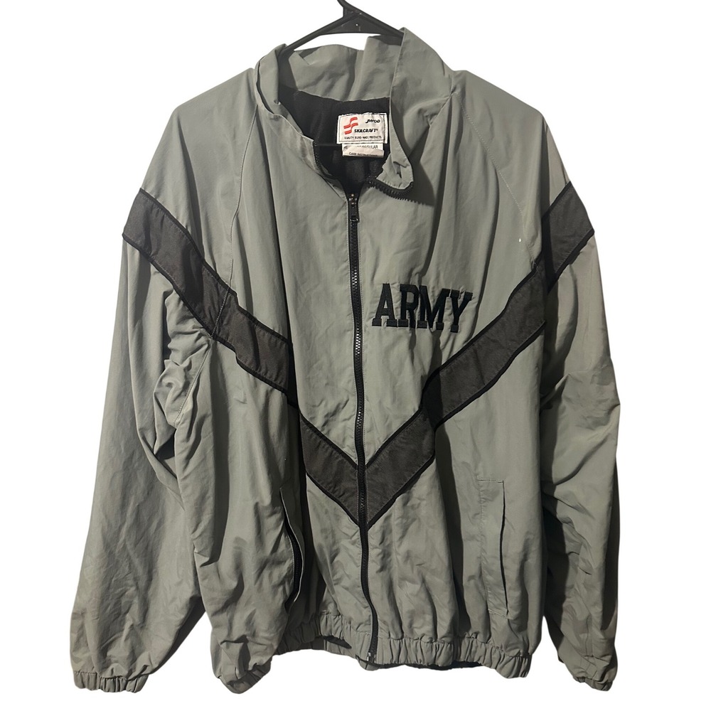 Skilcraft US Army IPFU Training Jacket Grey Nylon Windbreaker XL Regular